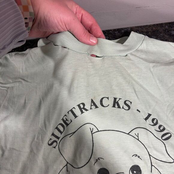 Vintage 1990 Lot of 2 Single Stitch Pig Graphic Sidetracks Tshirts Green Red XXL - Picture 4 of 12